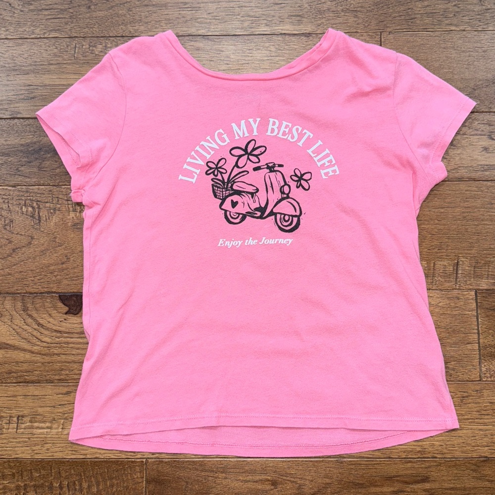 Old Navy Girls Short Sleeve Graphic Shirt Living My Best Life - Size L|G (10-12)